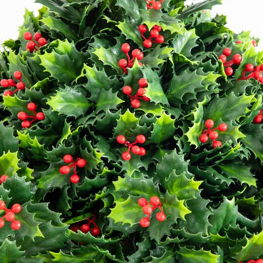 Nearly Natural 16" Holly & Berry UV Resistant Artificial Christmas Plant
